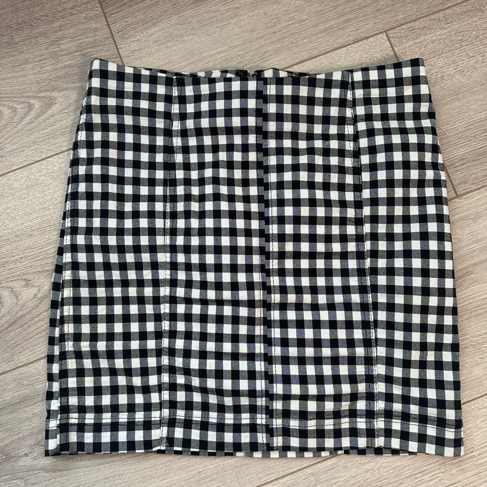 Free People Black and White Gingham Mini Skirt